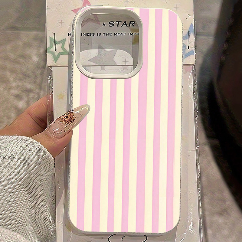Phone Accessories To Sell - Simple Pink Vertical Striped Lichee Pattern