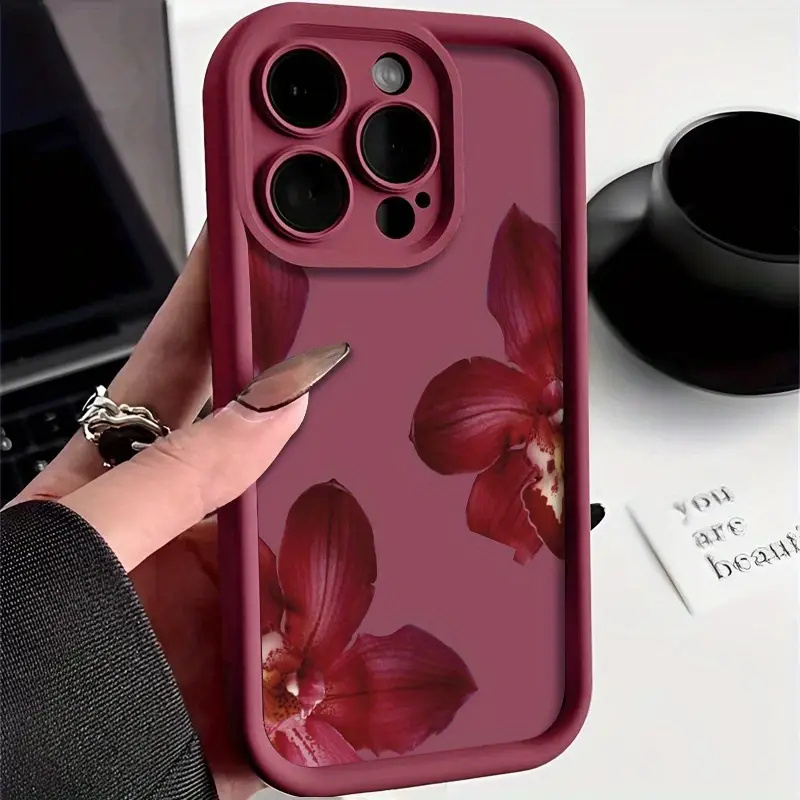 Wine Red Orchid Flower Pattern - Phone Accessories To Sell ulasan dan harga