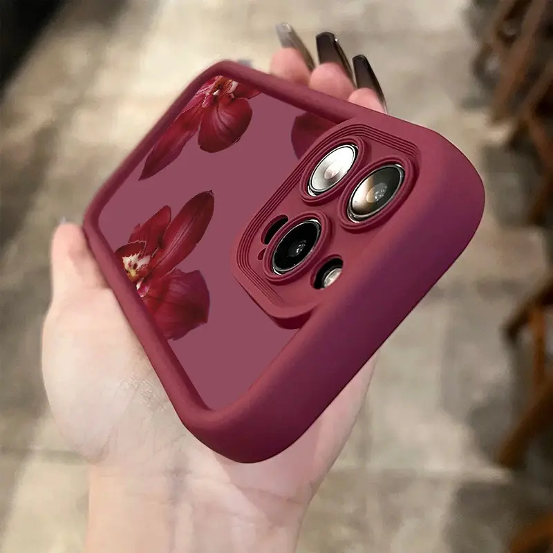 Wine Red Orchid Flower Pattern - Phone Accessories To Sell ulasan dan harga
