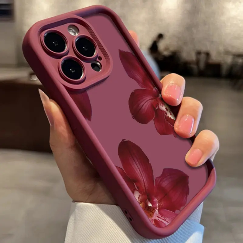 Wine Red Orchid Flower Pattern - Phone Accessories To Sell ulasan dan harga