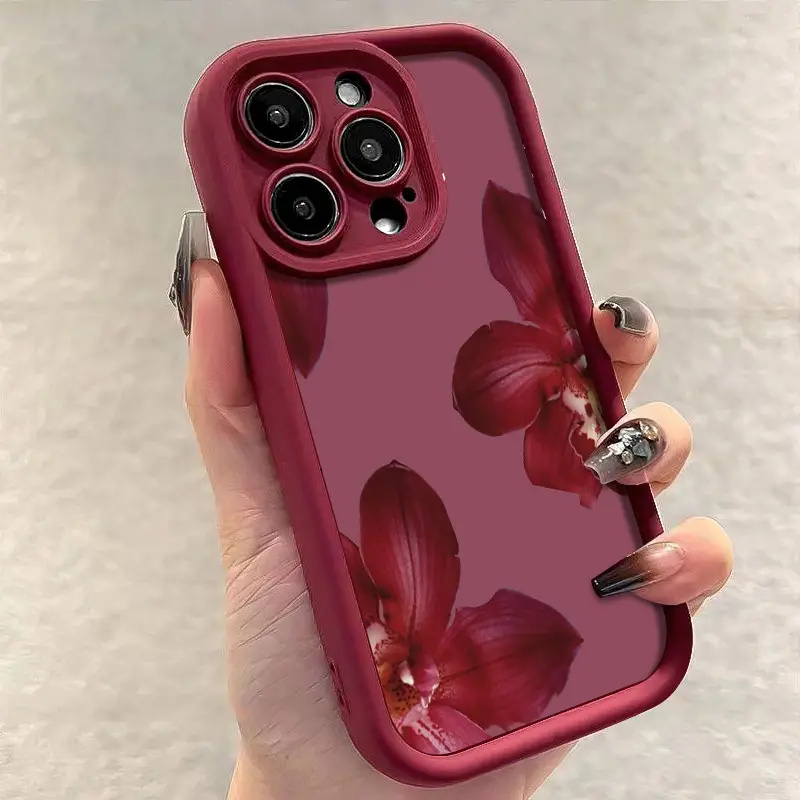 Wine Red Orchid Flower Pattern - Phone Accessories To Sell ulasan dan harga